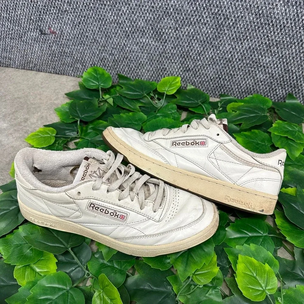 Reebok Club C 85 White Brown Leather Sneakers